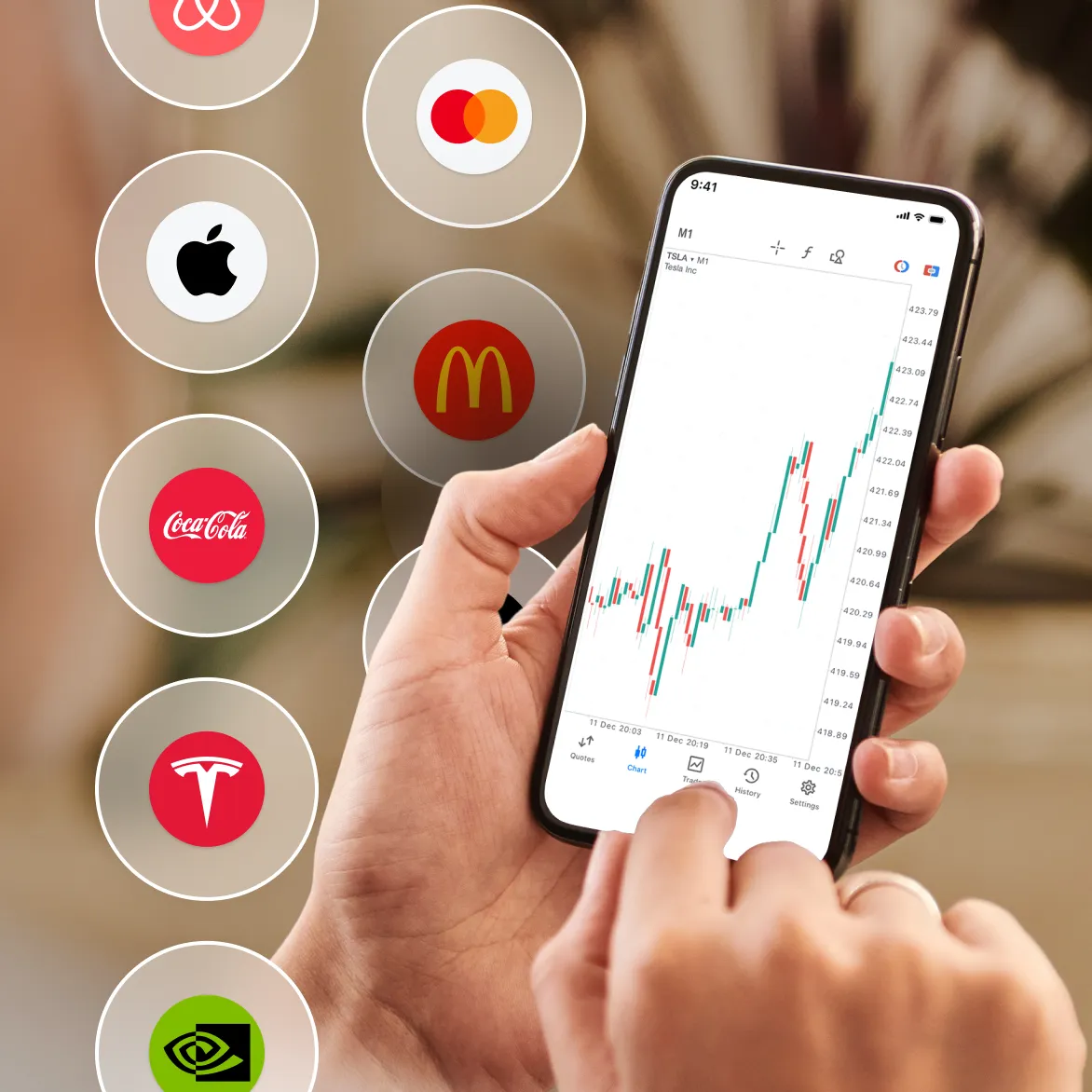 A trader reviewing live stock charts on the Deriv platform